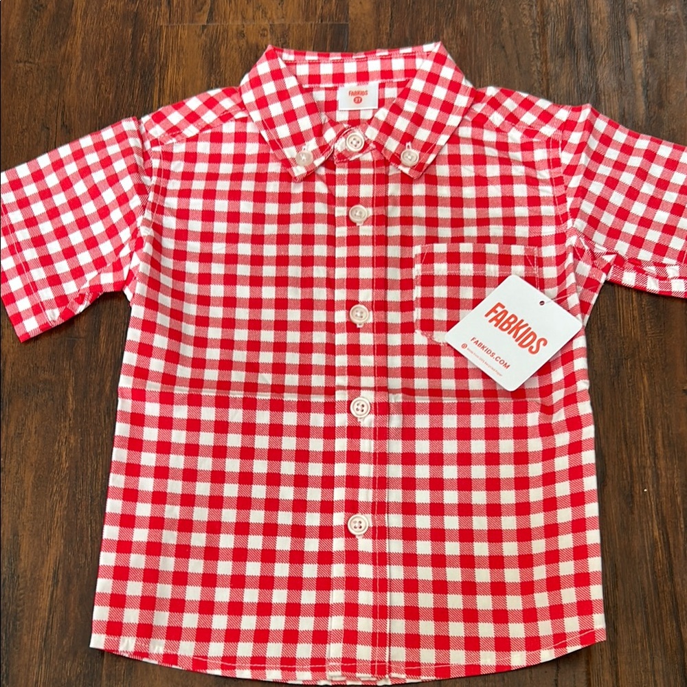 FabKids Red Checkered Kids Shirt